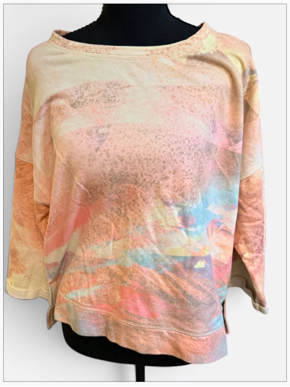 Victoria's Secret Pastel Tie-Dye Boatneck Sweatshirt - Pink, Peach, Blue